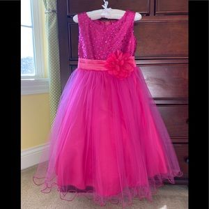 Stunning Hot Pink 💖 Sequin Tulle Dress Size 7/8
